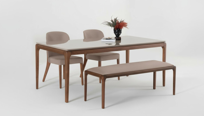 Eetgroep Eetkamer Set Bank 4x Stoelen Tafel Meubels beige 6-delig