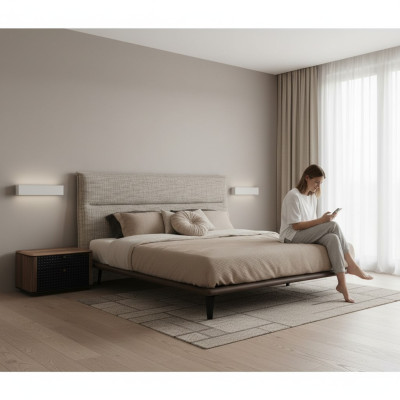 Modern Loft Design Slaapkamer Bed Ontwerp Luxe Bedden Bekledingsstijl Meubels Nieuw grijs