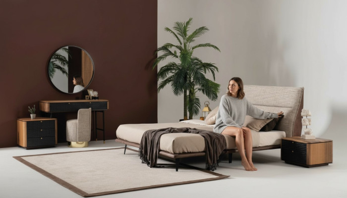 Compleet slaapkamer set Bed Kaptafel Spiegel Kruk 6-delig.