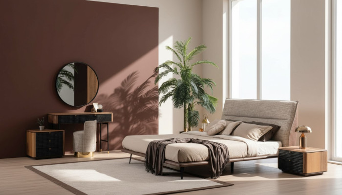 Compleet slaapkamer set Bed Kaptafel Spiegel Kruk 6-delig.