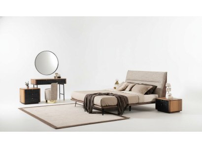 Compleet slaapkamer set Bed Kaptafel Spiegel Kruk 6-delig.