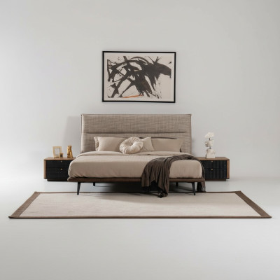 Italiaans slaapkamerbed 2x nachtkastje 3-delige set. Luxe moderne stijl.