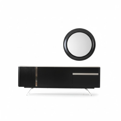 Woonkamer dressoir spiegel dressoir hout met metalen stijl zwart