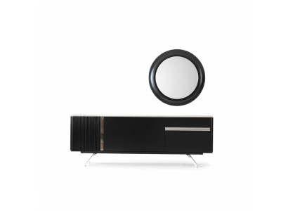Woonkamer dressoir spiegel dressoir hout met metalen stijl zwart