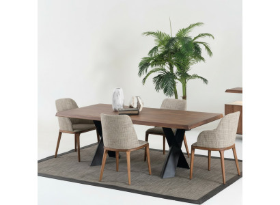 Houten eetkamer ontwerp meubels Modern Stoelgroep Tafel 4x Stoelen Set van 5 stuks.