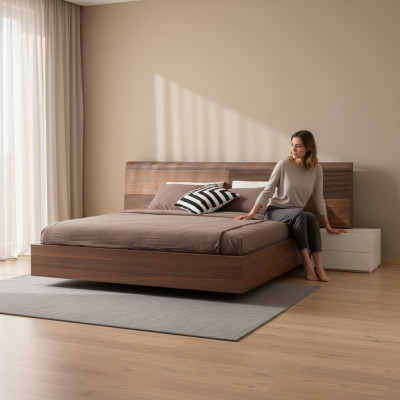 Luxe slaapkamerbed dubbele bedden ontwerp meubels 180x200 cm bruin Hotel.