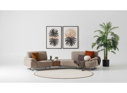 Woonkamer design bank 5 zitplaatsen textiel bank gestoffeerde banken Nieuw bruin