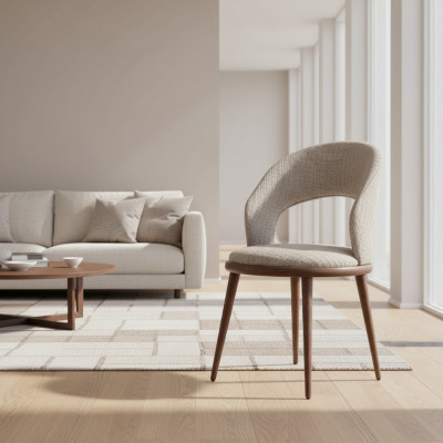 Eetkamerstoelen Hout Stof Luxe Bekleed Meubels Modern Grijs