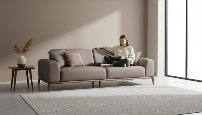 Woonkamer bank bank driezitter ontwerp luxe bank meubels bruin
