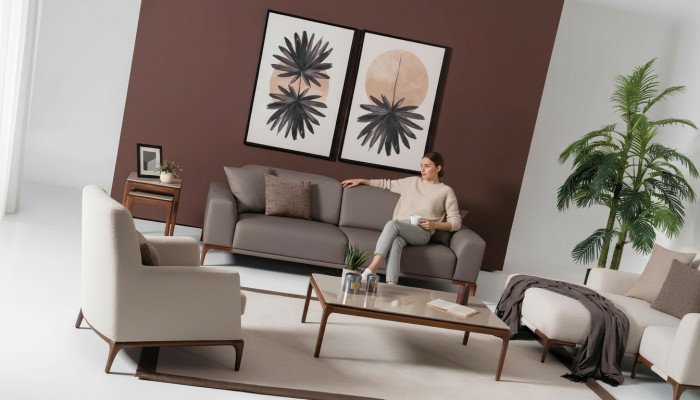 Luxe design bankstel set bank salontafel bijzettafel 5-delig.