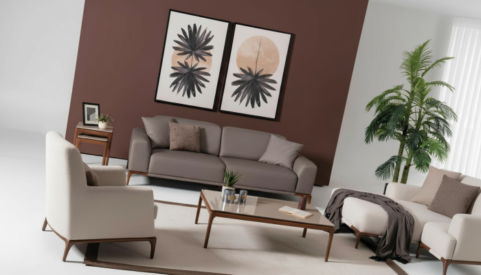 Luxe design bankstel set bank salontafel bijzettafel 5-delig.