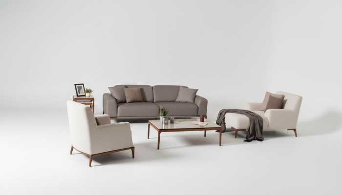 Luxe design bankstel set bank salontafel bijzettafel 5-delig.