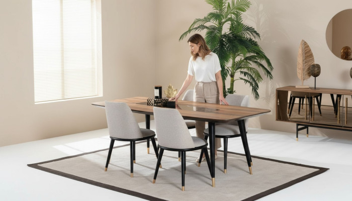 Eettafel met 4 stoelen Eetkamerset Eetkamer Groep Hout Tafel 5 delige groep