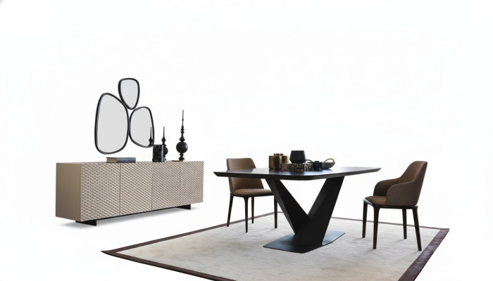 Eettafel Tafel 4x stoelen Dressoir Spiegel 7-delige Design Set Garinatuur