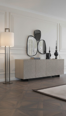 Woonkamer spiegel dressoir kast Elegant design Luxe 2-delig nieuw Beige  Woonkamer spiegel dressoir kast Elegant ontwerp Luxe 2-delig nieuw Beige