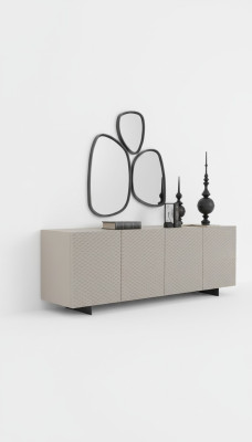 Woonkamer spiegel dressoir kast Elegant design Luxe 2-delig nieuw Beige  Woonkamer spiegel dressoir kast Elegant ontwerp Luxe 2-delig nieuw Beige