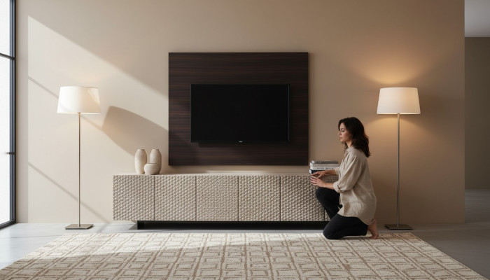 TV muurpaneel bekleding hout Luxe tv woonkamer muur tv meubels