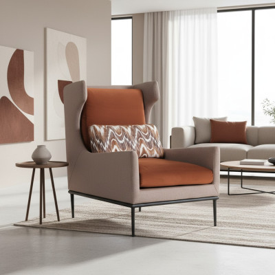 Woonkamer fauteuil bank gestoffeerd design textiel 1-zitsbanken stoffeerderij = Woonkamer fauteuil bank bekleed met design textiel 1-zitsbanken stoffeerderij.