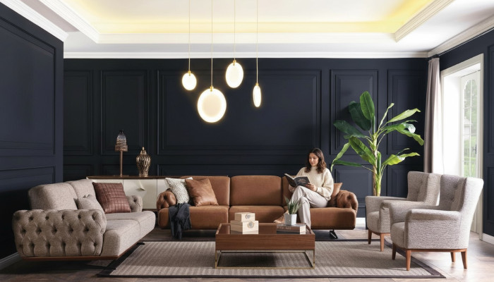Bankstel 4-delige set Bank Bank Meubelset Design Chesterfield