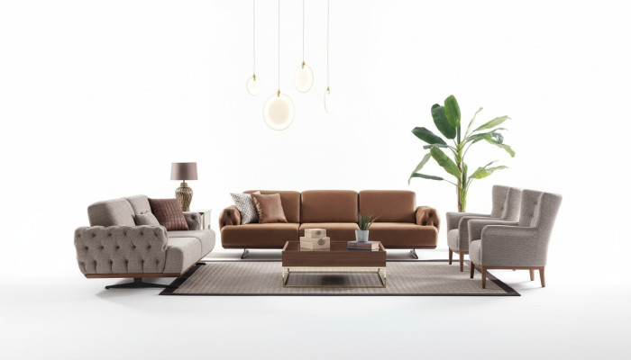 Bankstel 4-delige set Bank Bank Meubelset Design Chesterfield