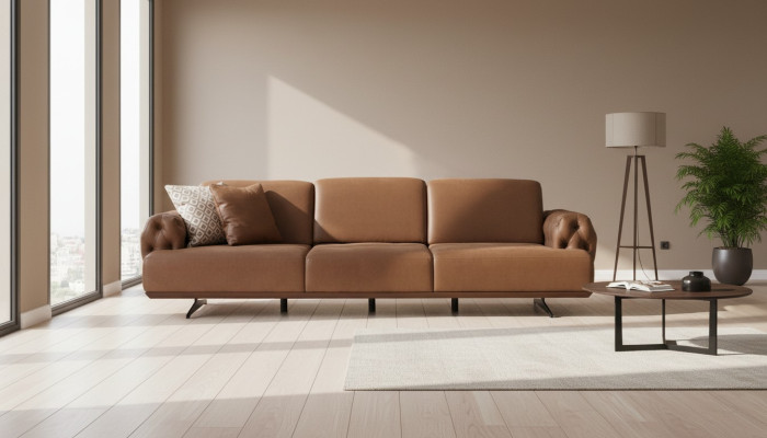 Bankstel 4-zits Chesterfield Design Luxe bankstel gestoffeerde bank bruin