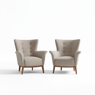 Chesterfield fauteuil bank gestoffeerd luxueus hout met textielstijl moderne lounge