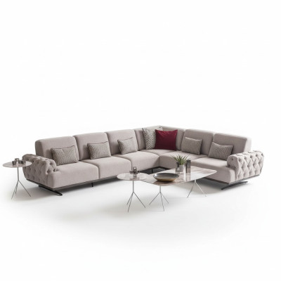 Hoekbank 2x salontafel Hoekbank set Tafel Woonlandschap L-vorm Meubels