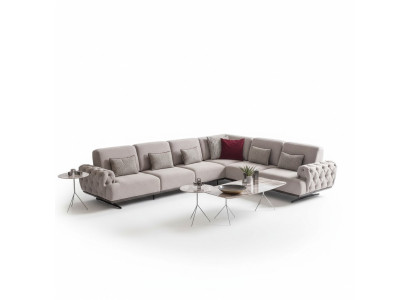 Hoekbank 2x salontafel Hoekbank set Tafel Woonlandschap L-vorm Meubels