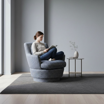 Luxe fauteuil design meubels van hout met textiel, eenzitter bank lounge club.