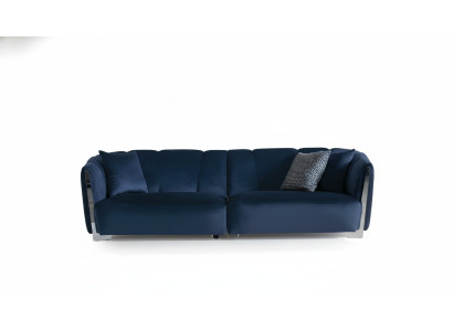Woonkamerbank Sofa Bank Designer Textiel Zitkussen Ontwerp Blauw  Woonkamerbank Bank Designer Stof Zitkussen Ontwerp Blauw