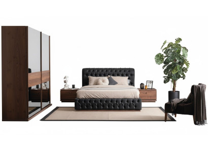Bed kledingkast 2x nachtkastje luxe slaapkamer gestoffeerd design nieuw