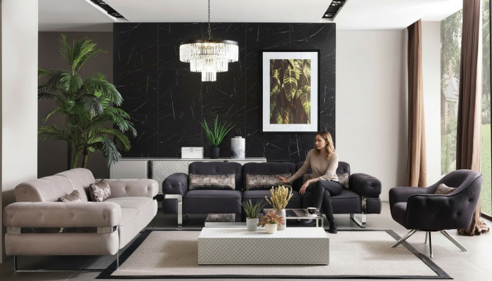 Bankstel Set 431 Zitplaatsen 3x Salontafels Bankstel Ontwerp Tafels 6-delig.