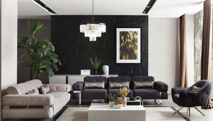 Bankstel Set 431 Zitplaatsen 3x Salontafels Bankstel Ontwerp Tafels 6-delig.
