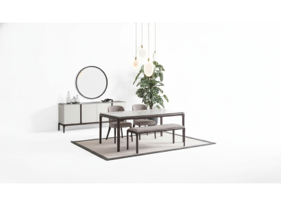 Eetkamerset Tafel 2x stoelen Dressoir Spiegel Bank 6-delig eetgroep Nieuw