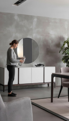 Woonkamer dressoir spiegel luxe set groep meubilair 2-delig nieuw grijs