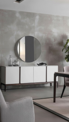 Woonkamer dressoir spiegel luxe set groep meubilair 2-delig nieuw grijs