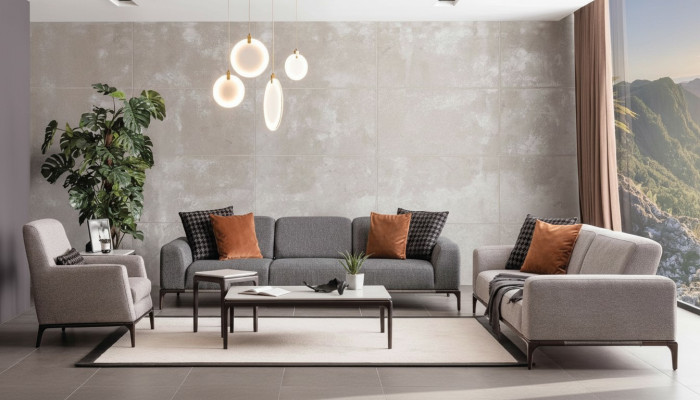 Sofa set 4 1-seater sofa armchair coffee table side tables set 5 pieces.