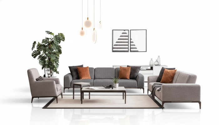 Sofa set 4 1-seater sofa armchair coffee table side tables set 5 pieces.