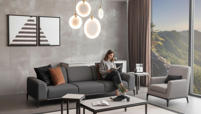 Woonkamer bankstel 4-zits salontafel 2 bijzettafels luxe bank  Woonkamer bankstel 4-zits salontafel 2 bijzettafels luxe bank
