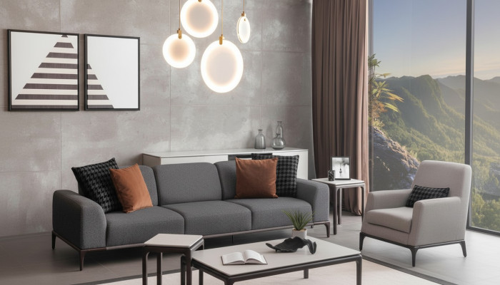 Woonkamer bankstel 4-zits salontafel 2 bijzettafels luxe bank  Woonkamer bankstel 4-zits salontafel 2 bijzettafels luxe bank