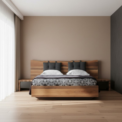 Slaapkamer set Bed 2x Nachtkastje Set Meubelen Nieuw 3-delig Nieuw bruin