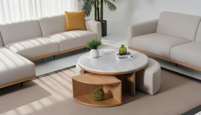 Woonkamer salontafel tafel design meubels luxe inrichting modern