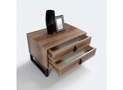 Slaapkamer nachtkastje design bijzettafel hout met metaal luxe nieuw