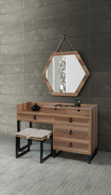 Slaapkamer spiegel dressoir hout modern design luxe bruin nieuw