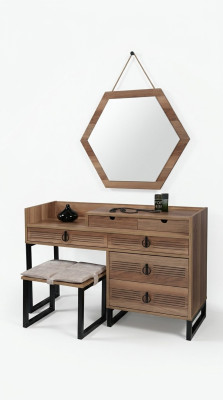 Slaapkamer spiegel dressoir hout modern design luxe bruin nieuw