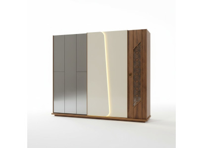 Slaapkamer kledingkast kast houten ontwerp bruin luxe LED-kasten