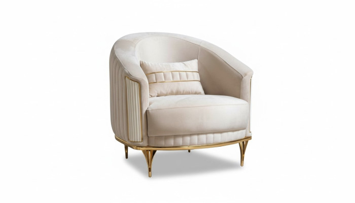 Woonkamer luxe fauteuil 1-zits bank meubilair nieuw modern beige