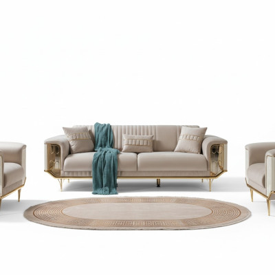 Woonkamerbanken 3-zits gestoffeerde luxe textiel bankstel ontwerp beige bankstellen -> Woonkamerbanken 3-zits gestoffeerd luxueus textiel bankstel ontwerp beige bankstellen