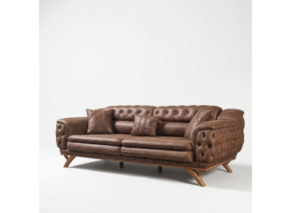Bankstel 3-zits Chesterfield stof bank gestoffeerd bankstellen kunstleer banken