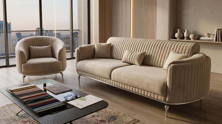 Bankstel 3 1-zits set Design Bank Beklede Banken Bank Modern